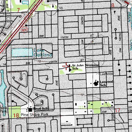 Topographic Map of Saint John Neumann School, FL