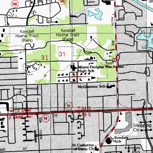 Topographic Map of Miami-Dade County Department of Youth and Family Development, FL