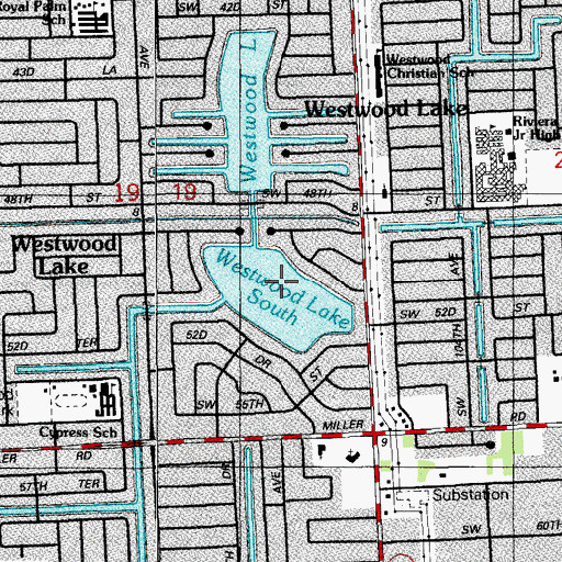 Topographic Map of Westwood Lake South, FL