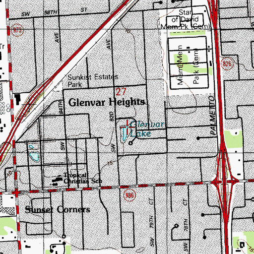 Topographic Map of Glenvar Lake, FL