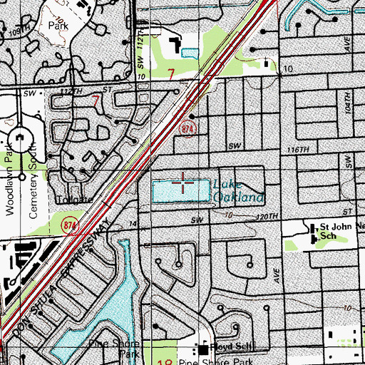 Topographic Map of Lake Oakland, FL