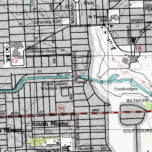 Topographic Map of Coral Gables Wayside Park, FL
