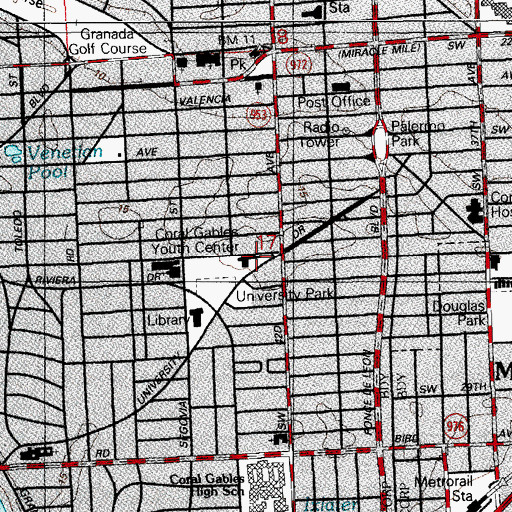 Topographic Map of Coral Gables Youth Center, FL