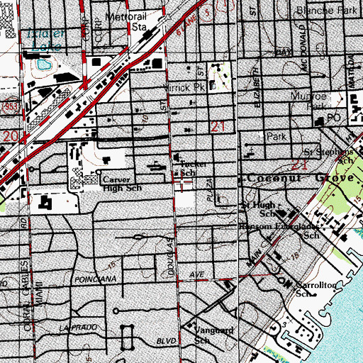 Topographic Map of Charlotte Jane Memorial Park Cemetery, FL
