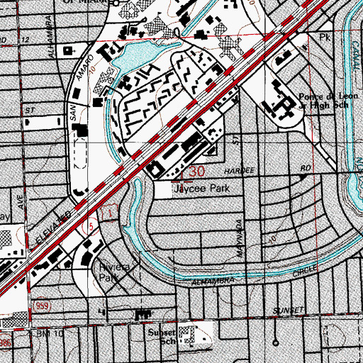 Topographic Map of Jaycee Park, FL