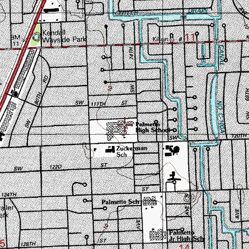 Topographic Map of Miami Palmetto Senior High School, FL