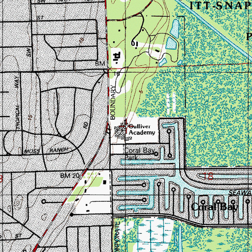 Topographic Map of Gulliver Academy, FL
