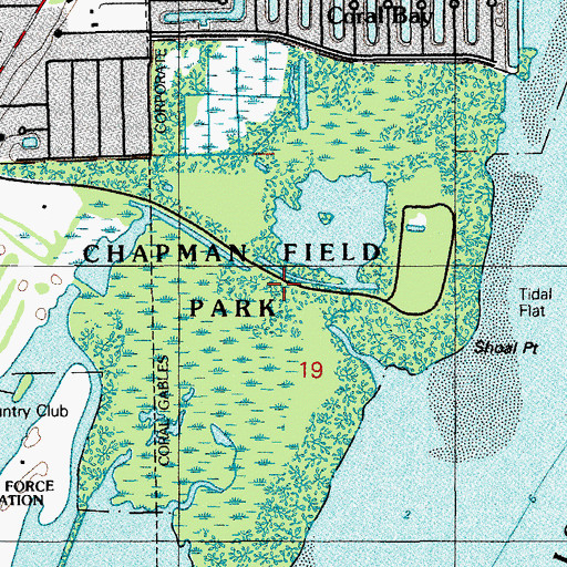 Topographic Map of Chapman Field Park, FL