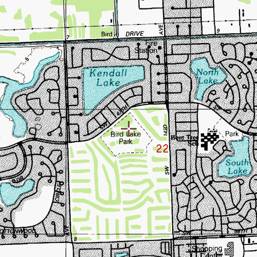 Topographic Map of Bird Lake Park, FL
