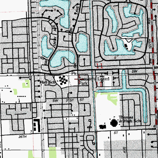 Topographic Map of Tamiami Lakes Park, FL