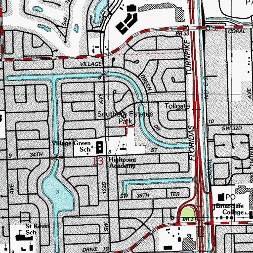 Topographic Map of Southern Estates Park, FL