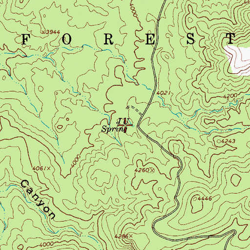 Topographic Map of J U Spring, AZ