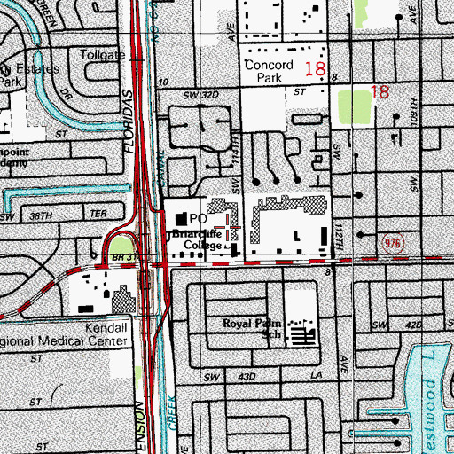 Topographic Map of Briarcliffe College, FL