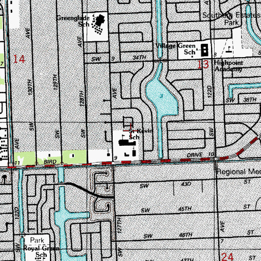 Topographic Map of Saint Kevin School, FL