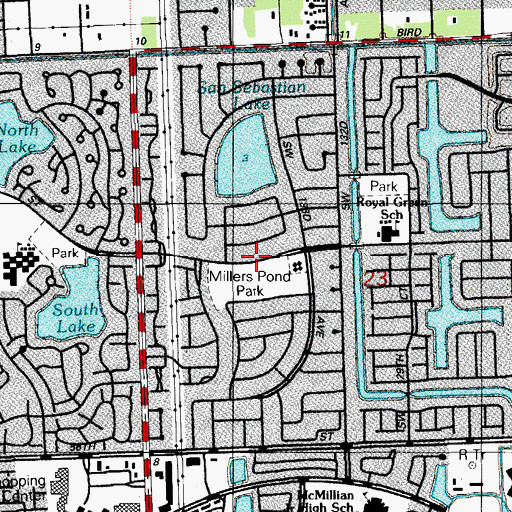 Topographic Map of Millers Pond Park, FL