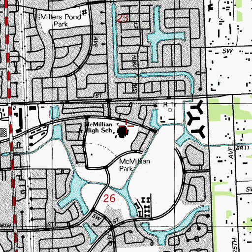 Topographic Map of Howard D McMillan Middle School, FL