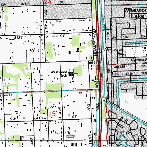 Topographic Map of Westwood Christian School, FL