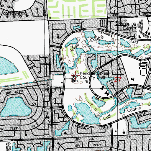 Topographic Map of Kendale Lakes Country Club, FL
