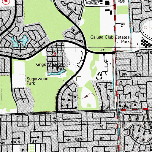 Topographic Map of Kings Meadow Park, FL