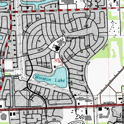 Topographic Map of Winston Park, FL