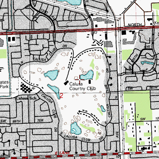 Topographic Map of Calusa Country Club, FL