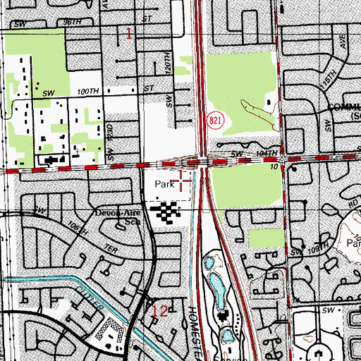 Topographic Map of Devon Aire Park, FL