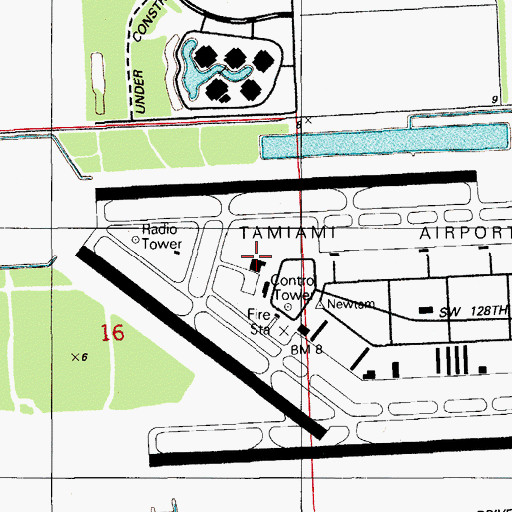 Topographic Map of Miami Executive Airport, FL