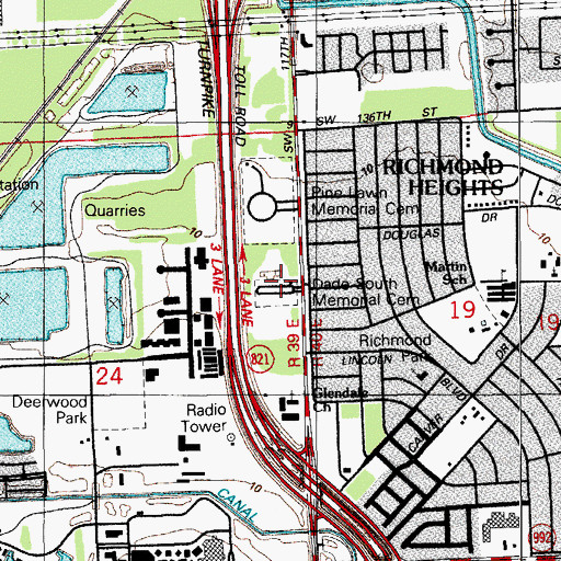Topographic Map of Dade South Memorial Park, FL
