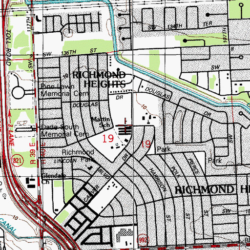 Topographic Map of Martin School, FL
