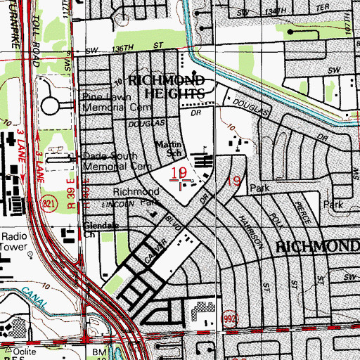 Topographic Map of Richmond Park, FL