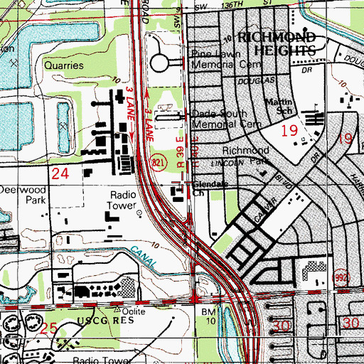 Topographic Map of Glendale Church, FL