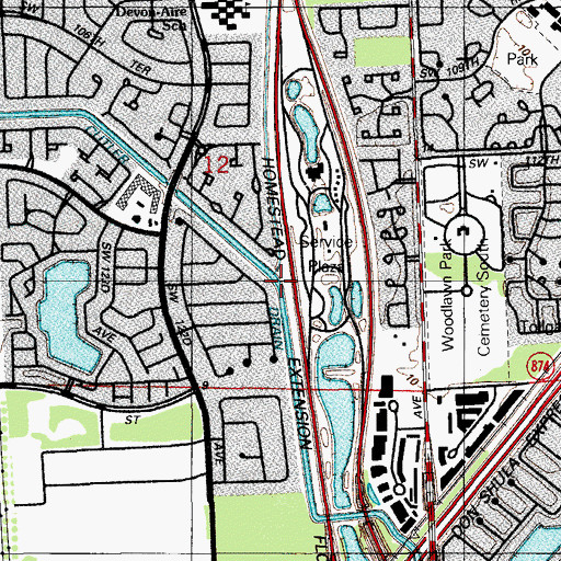 Topographic Map of Cutler Drain Canal Number C-100, FL