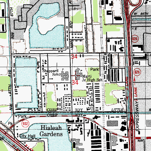 Topographic Map of Jose Marti Mast 6-12 Academy, FL