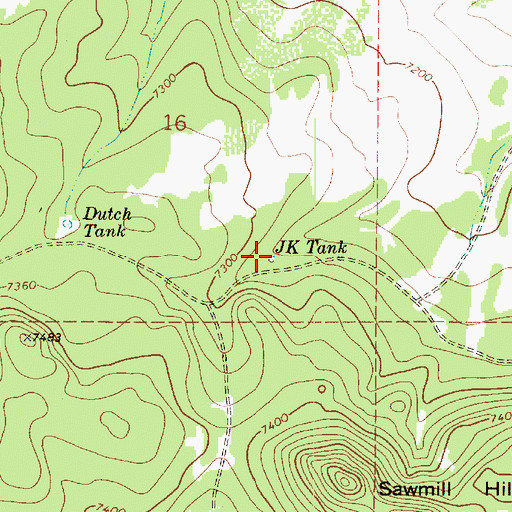 Topographic Map of JK Tank, AZ