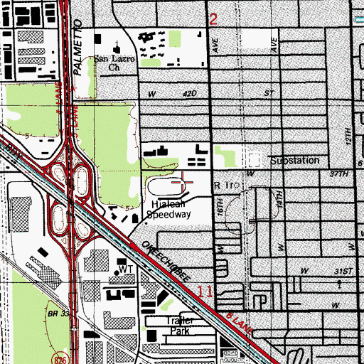Topographic Map of Hialeah Speedway, FL