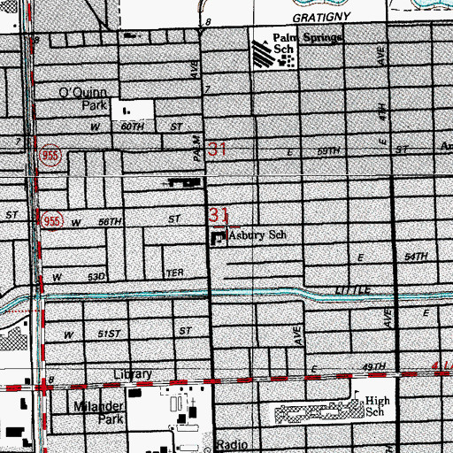 Topographic Map of Asbury School, FL