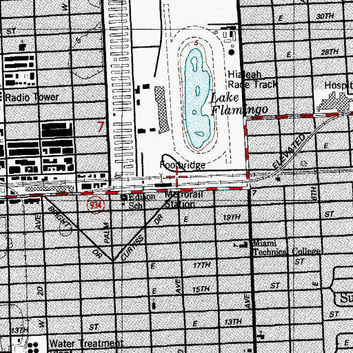 Topographic Map of Hialeah Metrorail Station, FL