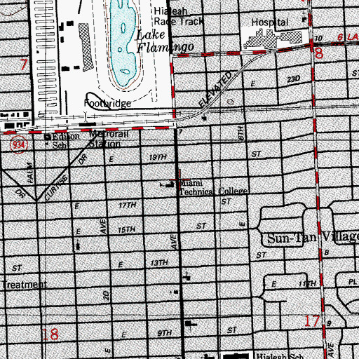 Topographic Map of Miami Technical College, FL