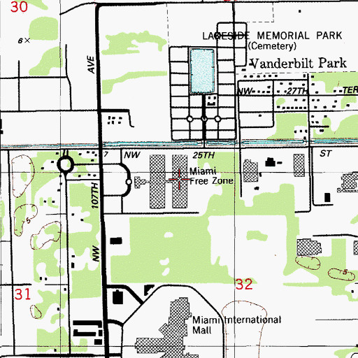 Topographic Map of Miami Free Zone, FL