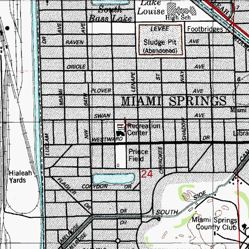 Topographic Map of Miami Springs Recreation Center, FL