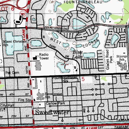 Topographic Map of Fountainebleau Park, FL