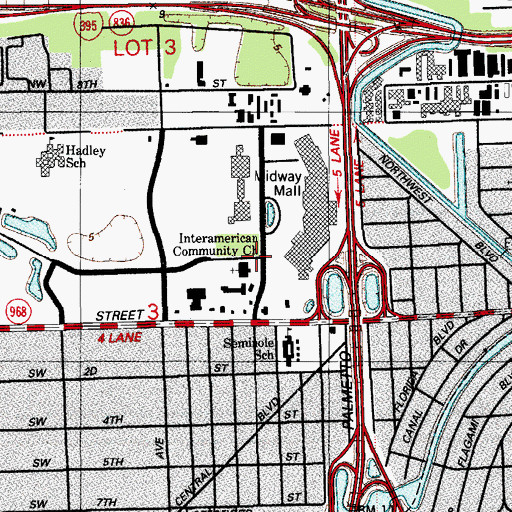 Topographic Map of Interamerican Community Church, FL