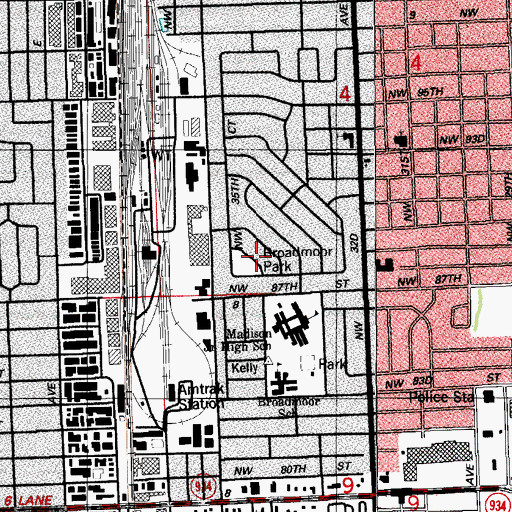 Topographic Map of Broadmoor Park, FL