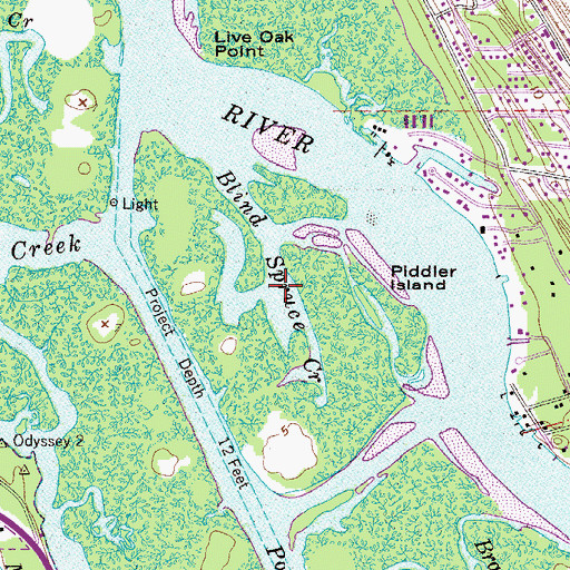 Topographic Map of Blind Spruce Creek, FL