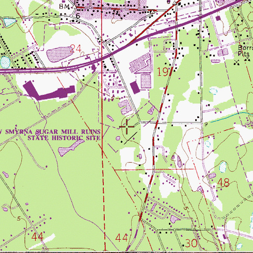 Topographic Map of New Smyrna Sugar Mill Ruins State Historic Site, FL