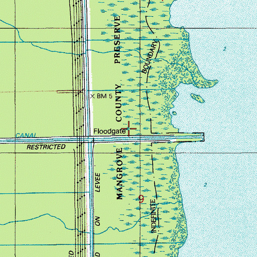 Topographic Map of Mangrove Preserve, FL