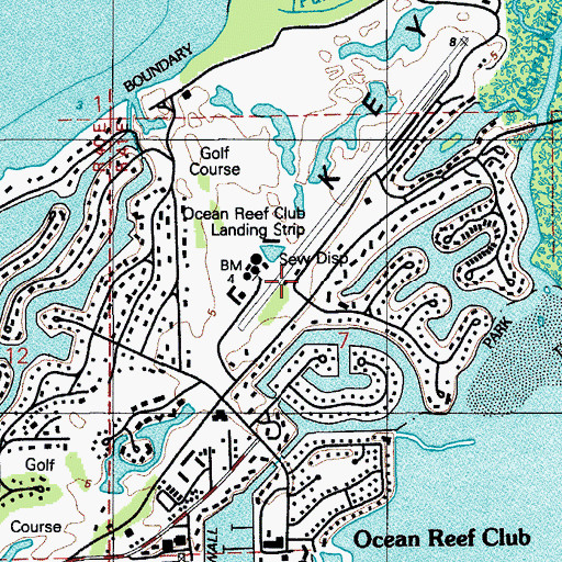 Topographic Map of Ocean Reef Club Airport, FL
