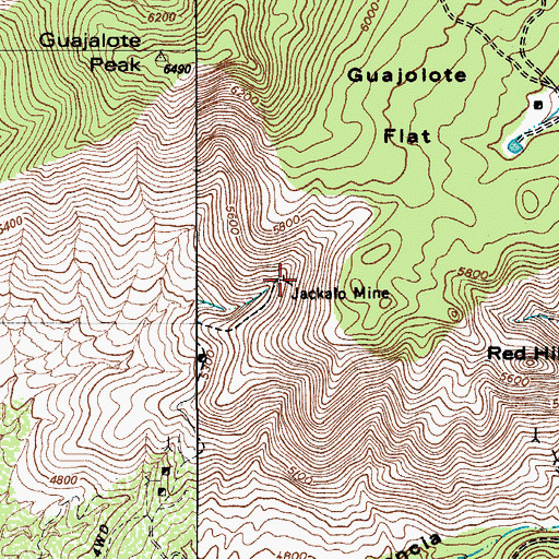 Topographic Map of Jackalo Mine, AZ