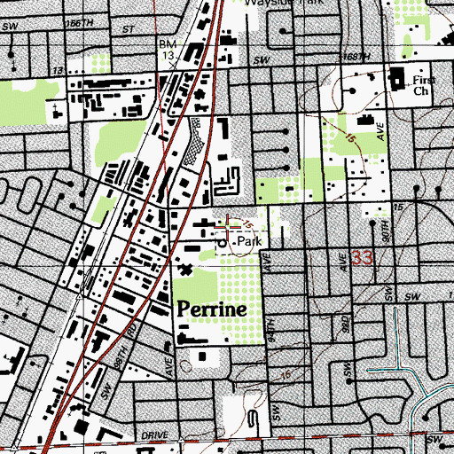 Topographic Map of Perrine Recreational Center, FL