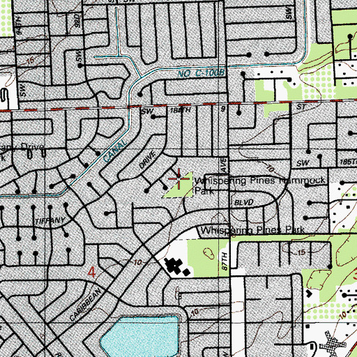 Topographic Map of Whispering Pines Park, FL